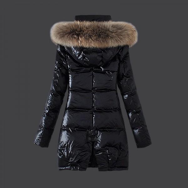 Moncler Donna Giù cappotto Nero Presa M1103
